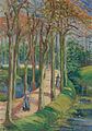 Katherine Sophie Dreier, Landscape with Figures in Woods — Peisaj cu figuri în pădure ori The Avenue, Holland, [8]circa 1911 – 1912