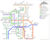 Map of railway lines in most of the Kyoto municipality