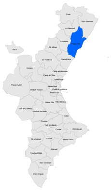 Localització de la Plana Alta respecte del País Valencià.svg