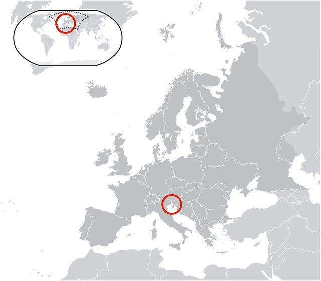 Triestes läge i Europa