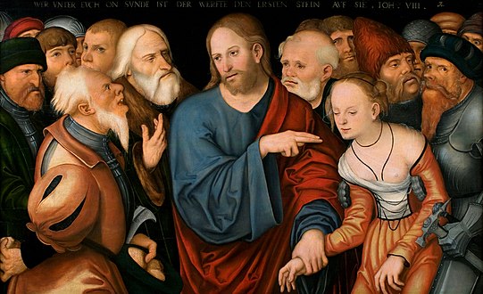 Lucas Cranach d. J. - Christus und die Ehebrecherin (Chrysler Museum of Art).jpg