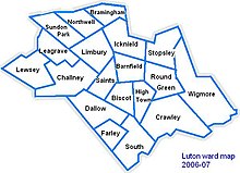 Map of Luton showing High Town