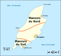 Carte des dialectes du mannois.