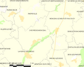 Mapa obce Chevresis-Monceau