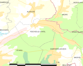 Mapa obce Fesches-le-Châtel