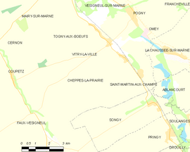 Mapa obce Cheppes-la-Prairie