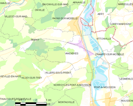 Mapa obce Vandières