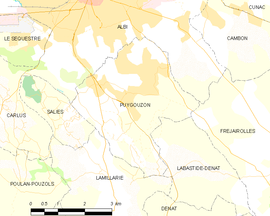 Mapa obce Puygouzon