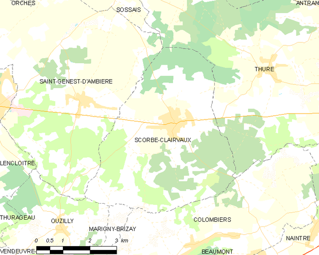 Poziția localității Scorbé-Clairvaux