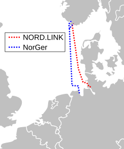 Map europe NORD.LINK and NorGer cable.svg