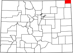 map of Colorado highlighting Sedgwick County