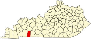 Карта Кентукки с выделением округа Тодд