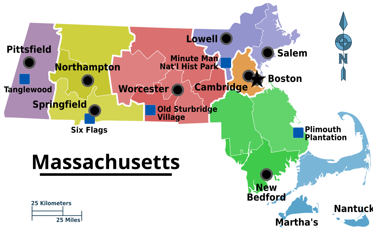 Массачусетс карта сша