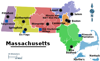マサチューセッツ州の地図