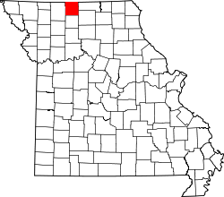 map of Missouri highlighting Mercer County