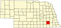 Map of Nebraska highlighting Saline County