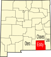 Map of New Mexico highlighting Eddy County Map of New Mexico highlighting Eddy County.svg