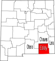 Harta e Eddy County në New Mexico