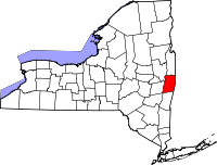 Map of Njujork highlighting Rensselaer County