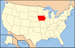 Map of the United States with Iowa highlighted