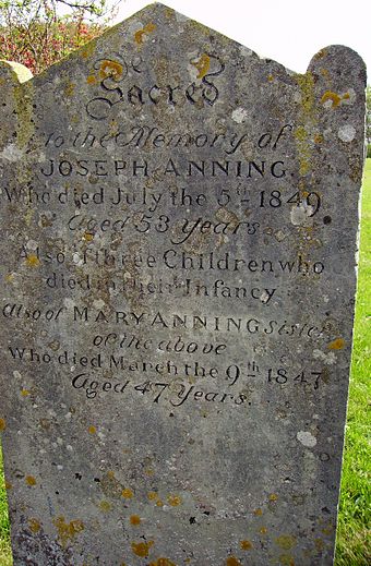 Gravestone of Anning and her brother Joseph in St Michael's churchyard