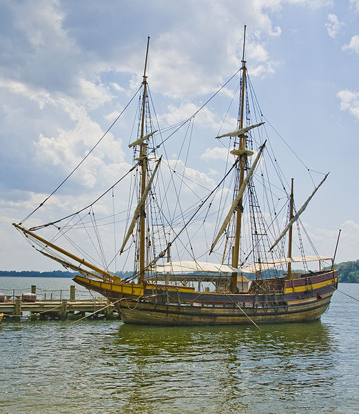 Modern reconstruction of Dove, one of the two ships that carried settlers to plant Lord Baltimore's first settlement in Maryland in 1634.