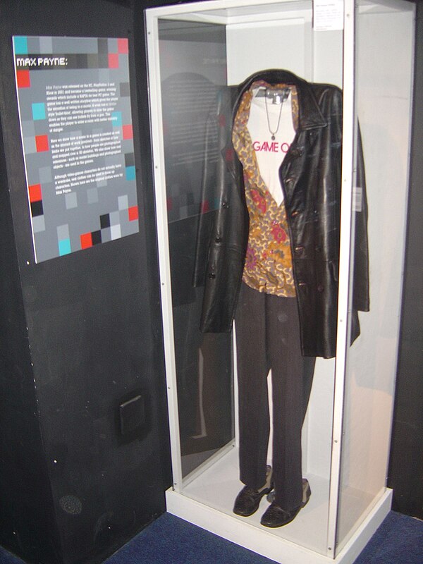 Max's standard outfit from the first game on display at Game On exhibition in the Science Museum
