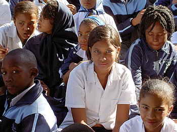 School children at Mitchells Plain school. The...