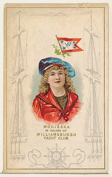 File:Modjeska in Colors of Williamsburgh Yacht Club, from the Yacht Colors of the World series (N140) issued by Duke Sons & Co. to promote Honest Long Cut Tobacco MET DP865745.jpg