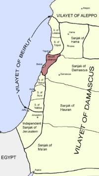 Cebel-i Lübnan Sancağı harita üzerinde