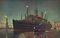 Passagierschiff Kungsholm der Schwedisch-Amerika-Linie beim Verlassen von New York im Jahr 1928