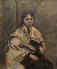 Jean-Baptiste Camille Corot, Jeune fille assise un livre à la main, vers 1865-1870.