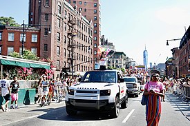 Moment during the 2022 NYC Pride march. NYC Pride March 2022 -i---i- (52178251345).jpg
