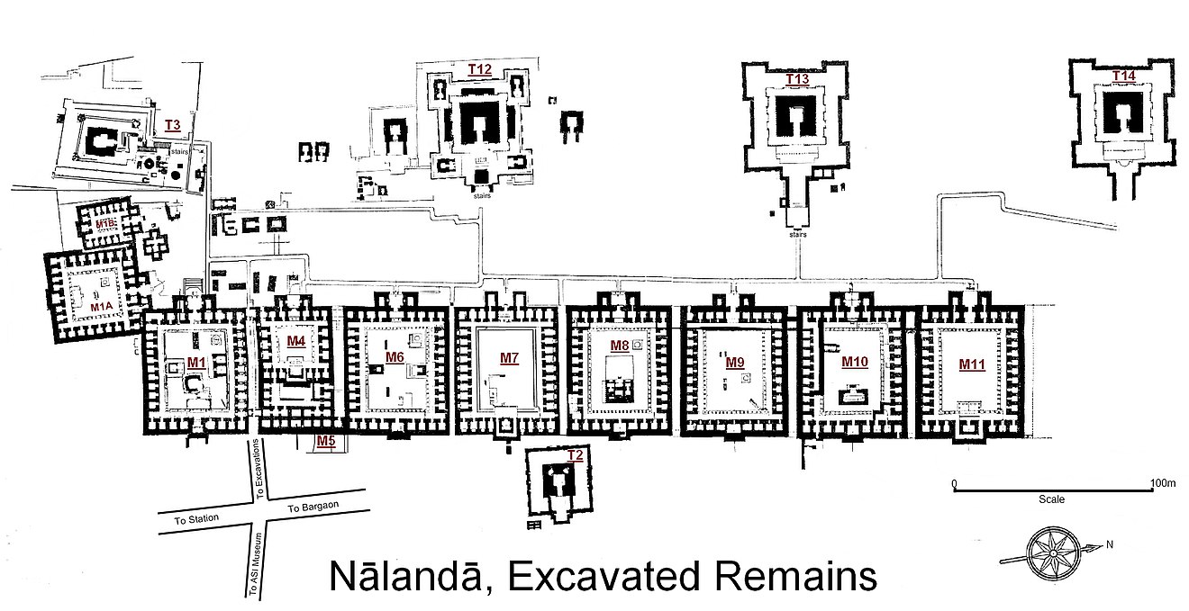 A map of the excavated remains of Nalanda.