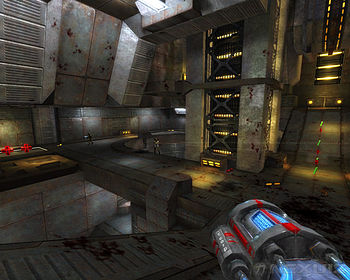 In games with 3D computer graphics like Nexuiz, the levels are designed as three-dimensional spaces.