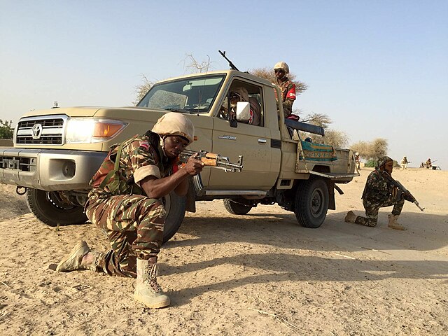 Nigerian Army counterinsurgency forces demonstrating tactics used against Boko Haram, 2016