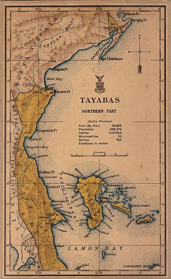 Map of northern Tayabas in 1918