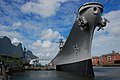 The USS Wisconsin (BB-64), docked in Norfolk, Virginia is one of a number of ships listed on the NRHP.