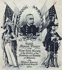 A menu cover from the 1904 General Court of the OFPA features the portrait of Admiral George Dewey, then the Order's Governor General. OFPA Dewey.jpg