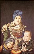 Braren's lover Ing Peter Matzen and their two children Gardina and Peter as depicted by him around 1820.[5]