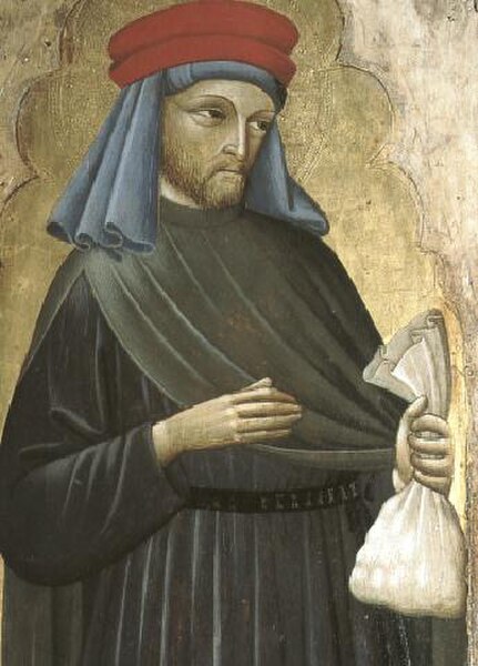Saint Homobonus' (died 1197) attributes include a bag of money