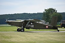 Un Pilatus PC-6/B2-H2 autrichien au coulour de l'EUFOR Althea en roulage à l'aérodrome de Punitz-Güssing en juin 2022.