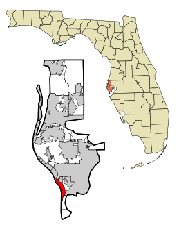 Pinellas County Florida Incorporated and Unincorporated areas St. Pete Beach Highlighted.svg