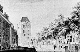 Plompetorengracht in 1757, tekening van Paul van Liender