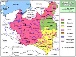 Ethno-linguistic map of the Second Polish Republic, 1937. Poland1937linguistic.jpg