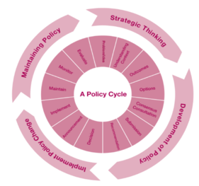 Example of a policy cycle, used in the PROCSEE Approach. Policycycle.png