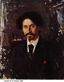 Siyah saçlı bir adamın portresi, bıyık ve keçi sakalı.