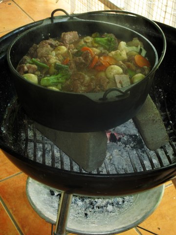 Potjiekos is a traditional African stew (popularised by Afrikaners) made with meat and vegetables and cooked over coals in cast-iron pots.