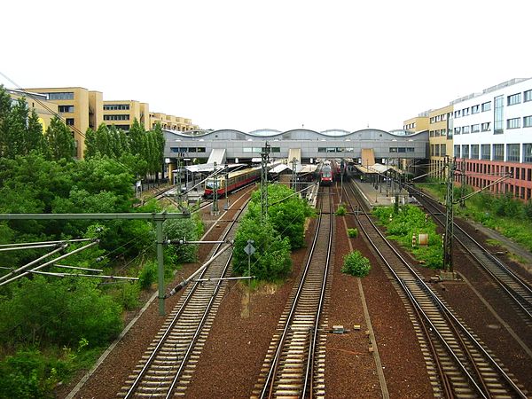 Track field of the Hauptbahnhof seen from the west