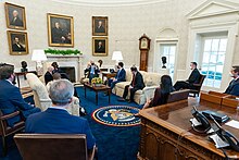 Graves and a bipartisan group of lawmakers from the House Transportation and Infrastructure Committee meet with President Joe Biden on March 4, 2021 President Joe Biden meets with a bipartisan group of lawmakers from the House Transportation and Infrastructure Committee.jpg